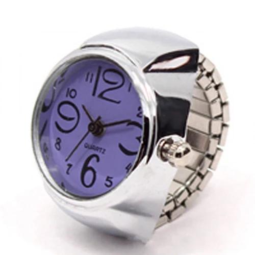 Colorful Watch Ring Women Men Retro Sliver Pointer Quartz Clock Finger Rings Punk Alloy Strap Watches Jewelry Accessories