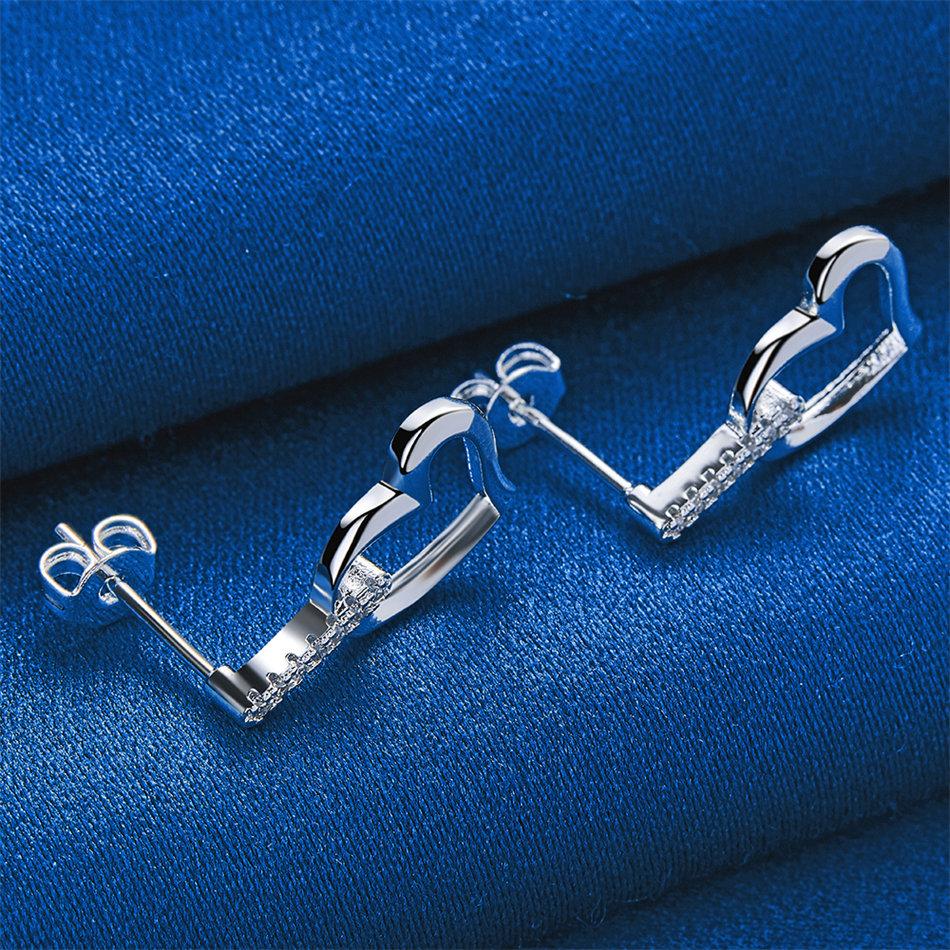 Elegant 925 Sterling Silver Luxurious Hollow Heart Zircon Stud Earrings for Women Fashion Wedding Party Gifts Jewelry