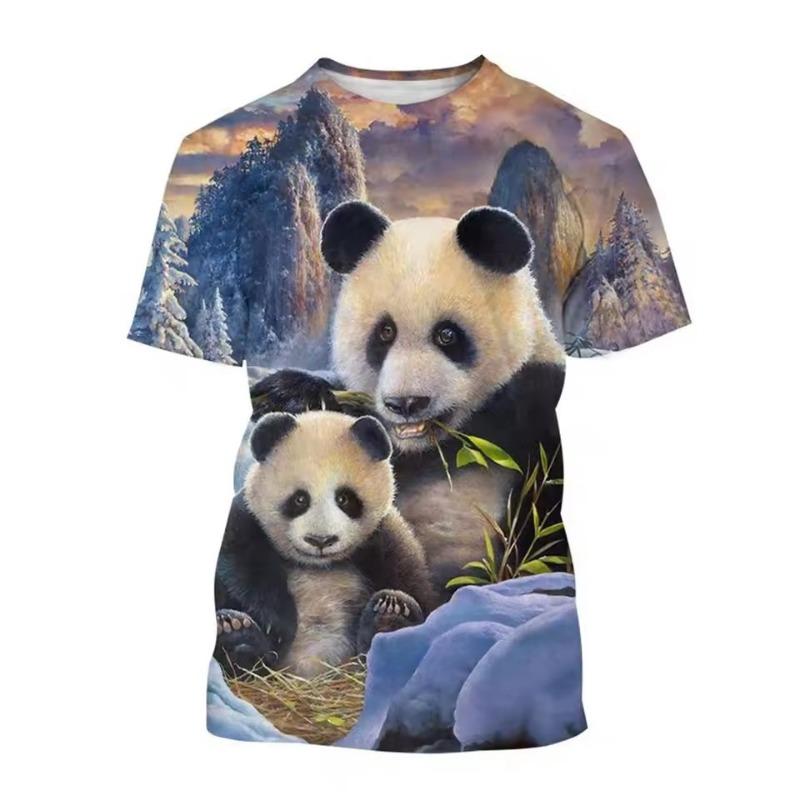 Summer Hot Selling Fashion 3D Printed T-shirt Cute Panda Design Casual Short Sleeved Comfortable Top