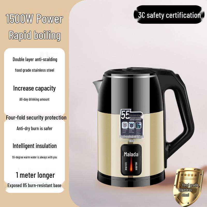 Wanlida 2025 Electric Kettle: Automatic Power-Off, Large Capacity, Insulated Boil, Household Use