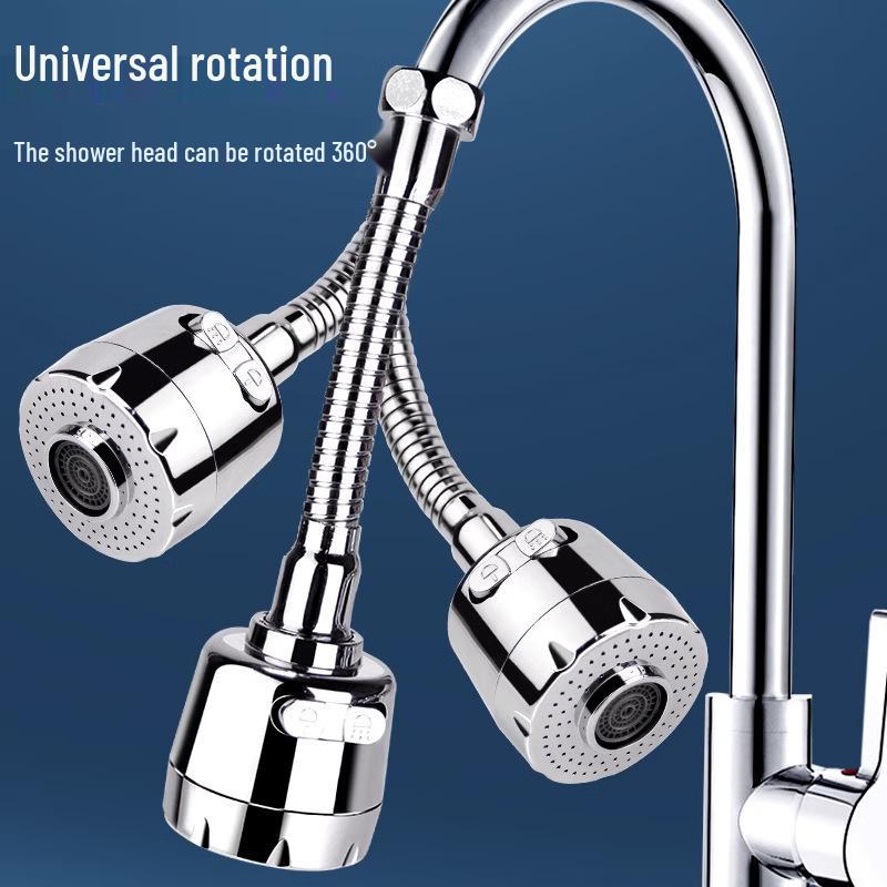 Univerzální otočný nástavec na kuchyňskou baterii proti stříkání se sprchovou hlavicí