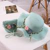 2020 Summer Parent-Child Bow Fisherman Hat with Wavy Edge and Cute Small Bag