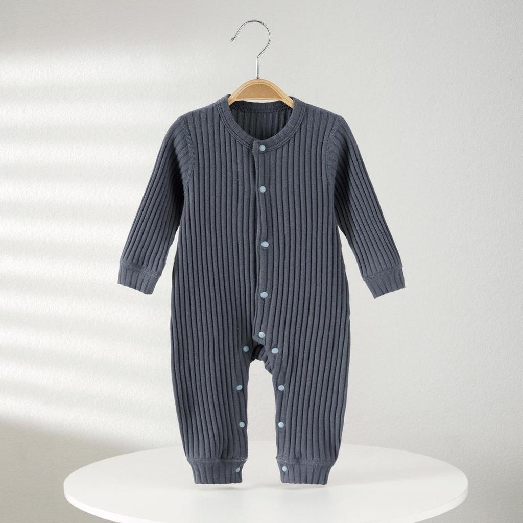 Gestreifter Strampler für Neugeborene 3-18 Monate – Druckknopf-Body für Frühling, Herbst und Winter.
