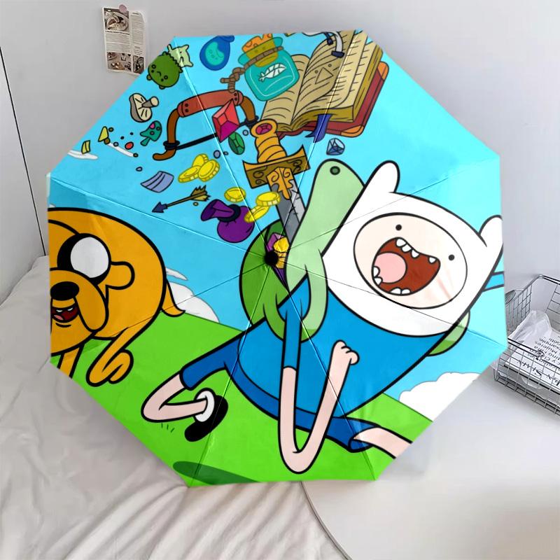 Jake and Finn Pattern, Automatic Folding Umbrella, Portable and Foldable Design, 8 Ribs, a Christmas or Birthday Gift.