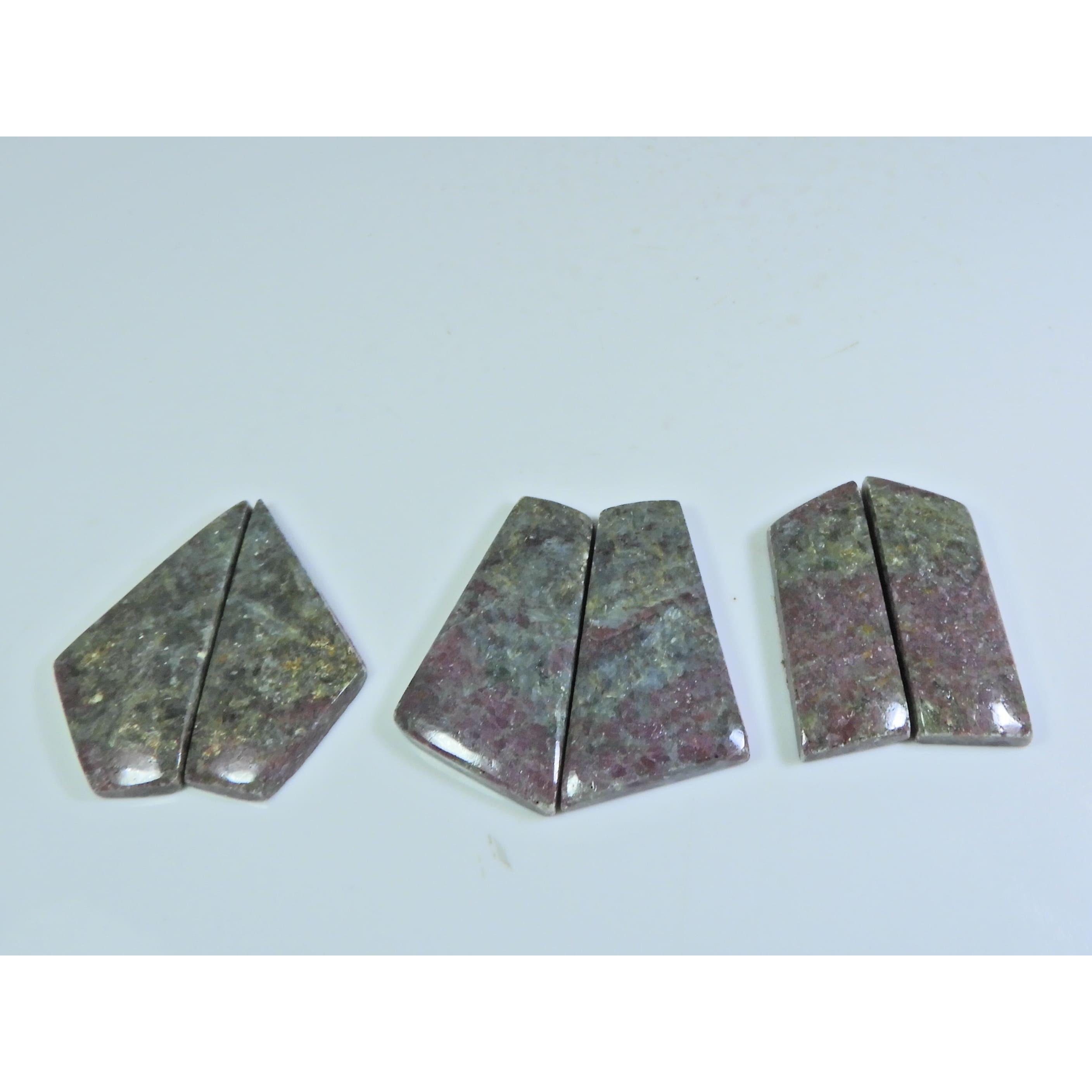 

34-36 MM Natural Rhodonite Matched Pair Fancy Loose Gemstone 3 Pair Lot A-606