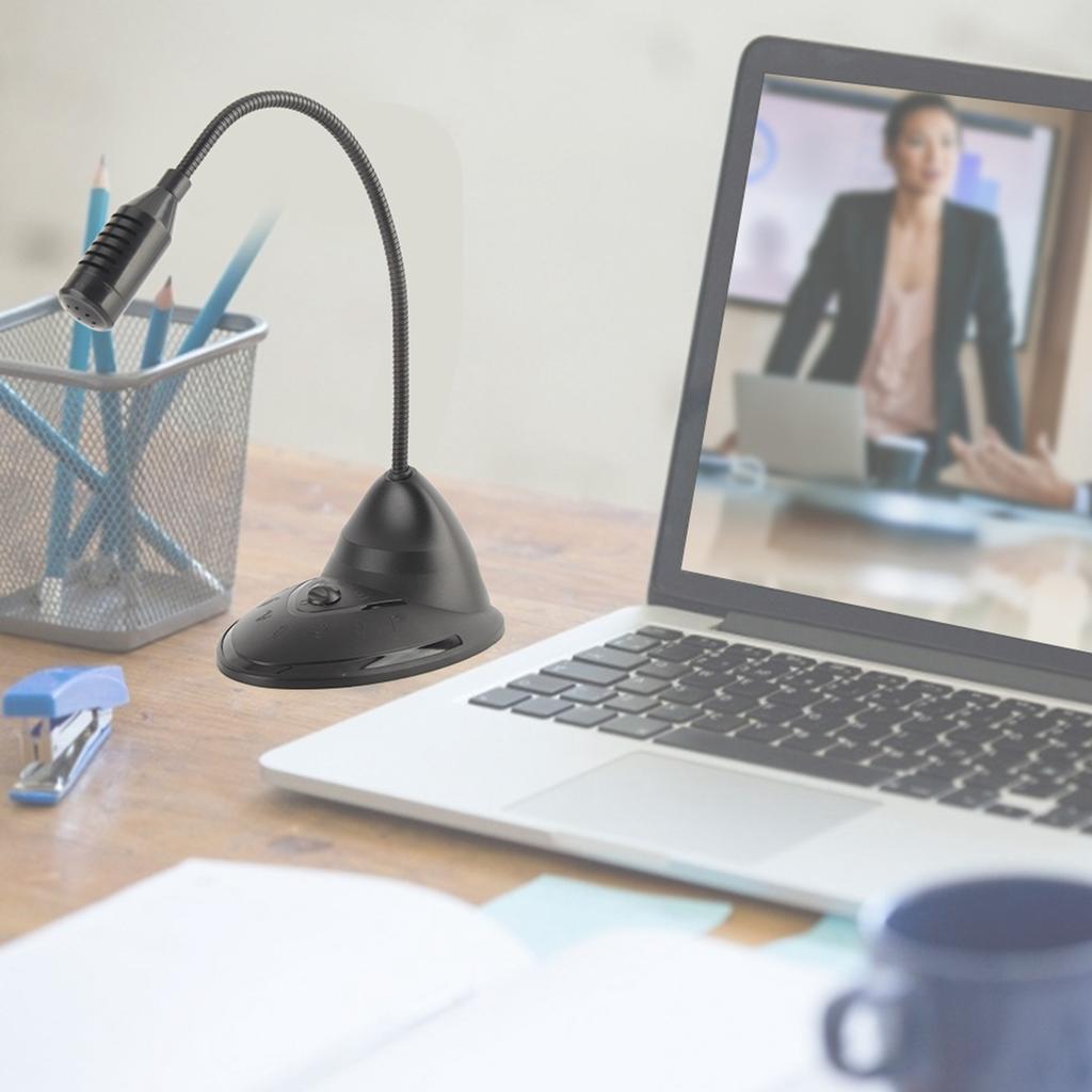 ABS Schwarz Omnidirektional Richtcharakteristik 3,5mm Stecker Verstellbarer Schwanenhals Kabelgebundenes Notebook-Mikrofon