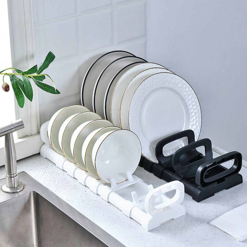 

Black/White Single Layer Drain Basket Built-in Cooking Dishs Holder Kitchen