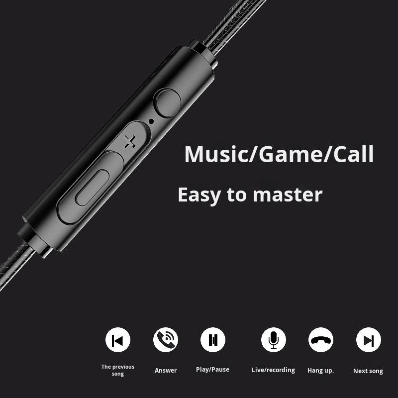 Sports Wired Earphones & Headphones with Heavy Bass TPE Jacket Compatible with TYPE-C & 3.5mm Interfaces Music Capable
