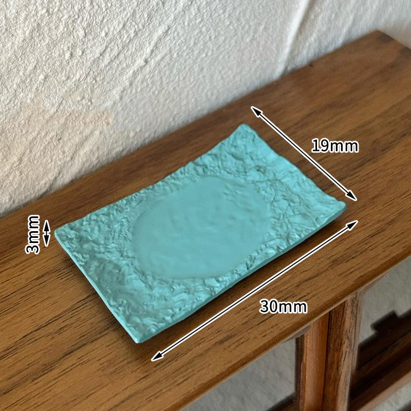 

1Pcs Doll House Mini Rock Pattern Beef Plate Kitchen Tableware Decor Dollhouse Miniature Rectangular Dinner Plate Tray