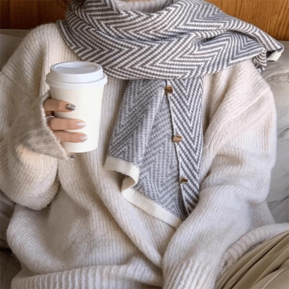 Plush Winter Cashmere Scarves with Button Long Shawl Soft Imitate Cashmere Scarf  Girl