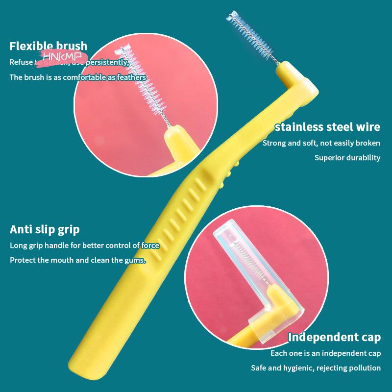 5Pcs Dental Interdental Brushes Oral Hygiene Flossing Tool L/I Shape Tooth Cleaning Head for Braces Users Toothpick Cleaner