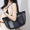 Transparent Nylon Mesh Beach Bag Breathable Swimming  Mesh Tote Travel Net Handbag  Grooming