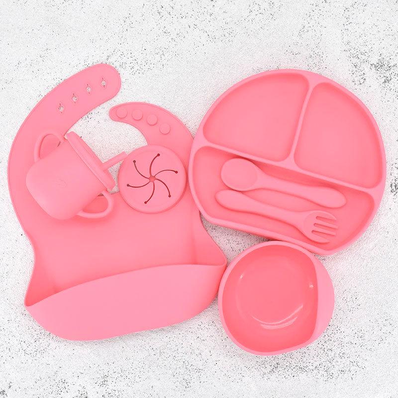 Children's Silicone Feeding Plate Set - Divided Three-Section Baby Plate