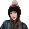 Korean Version of Versatile Knitted Wool Hat for Women In Autumn and Winter Thickened Windproof Ear Protection Hat Cute Wool Ball Warm Lei Feng Hat