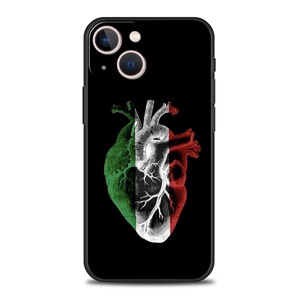 Luxury Phone Case For Apple iPhone 11 15 14 Pro MAX 12 13 7 8 Plus X XR XS MAX SE Silicone Black Cover Funda ITALY Flag