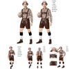Stylish German Oktoberfest Clothing Men Fawn Print Khaki Plaid Costume Set