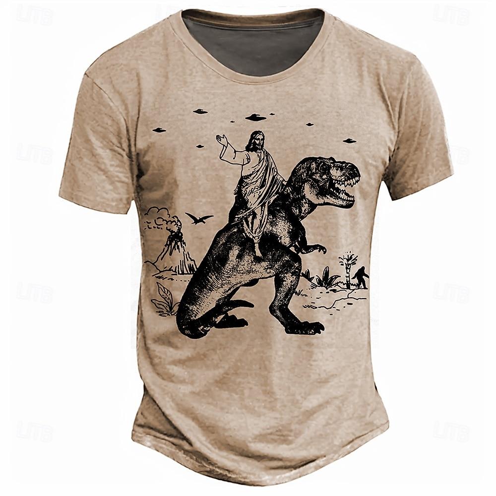 America's  Anniversary Men's Cross T Shirt Short Sleeve T shirt 3D Print Crew Neck Shirt Religious Casual Daily Party Blue Red Green