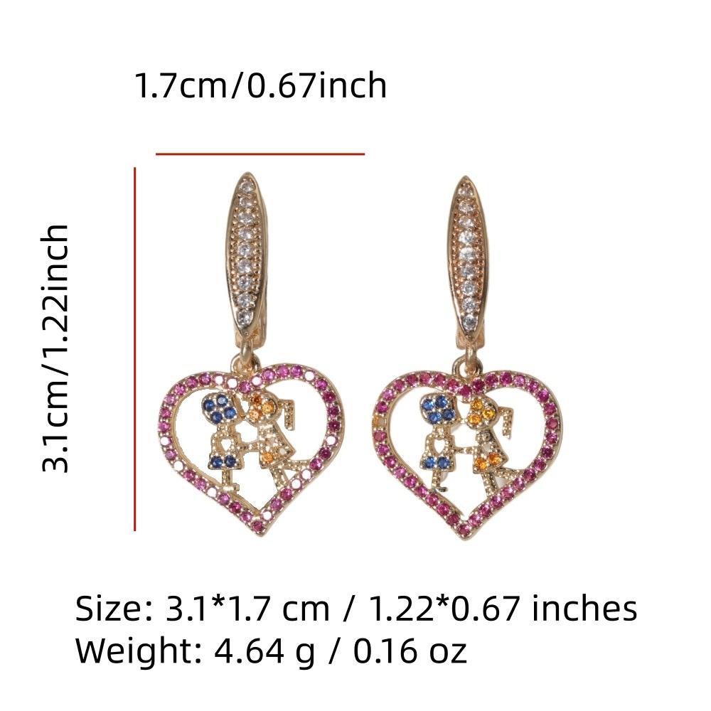 1 Paar Mode Herzform Hängeohrringe für Damen Zirkonia Ohrring Schmuck Hochzeitsparty Zubehör