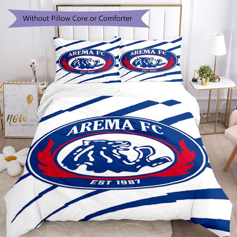Arema Football Club Printed Pattern Duvet Cover Set – Includes 1 Duvet Cover and 2 Matching Pillowcases Bedroom Decor Christmas Gifts