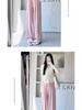 Petite Korean Striped High-Waist Casual Wide-Leg Pants for Spring & Autumn