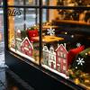 Decorative PVC Stickers Christmas Static Window Clings, Snowy Town House Snowflake Glass Decals, Reusable Winter Wonderland Film Xmas Stickers,