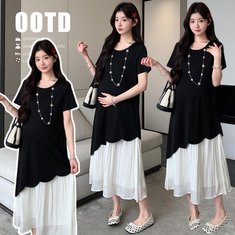 2026 Summer Plus Size Maternity Patchwork Dress M