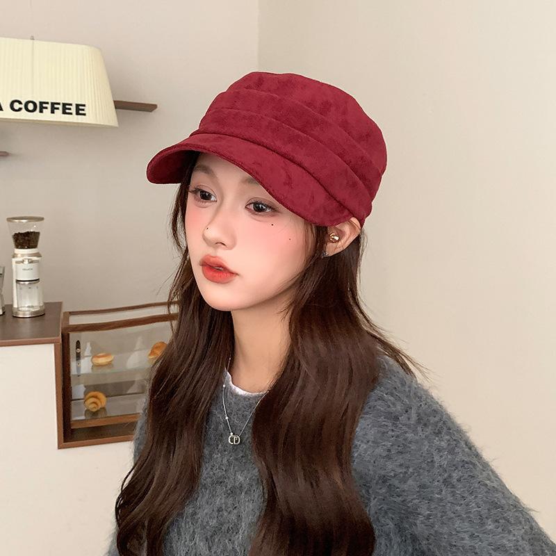 

Женская жокейская кепка с плоским верхом из мятой замши, осенне-зимняя кепка газетчика, универсальный берет с маленьким козырьком, подчеркивающий лицо One Size