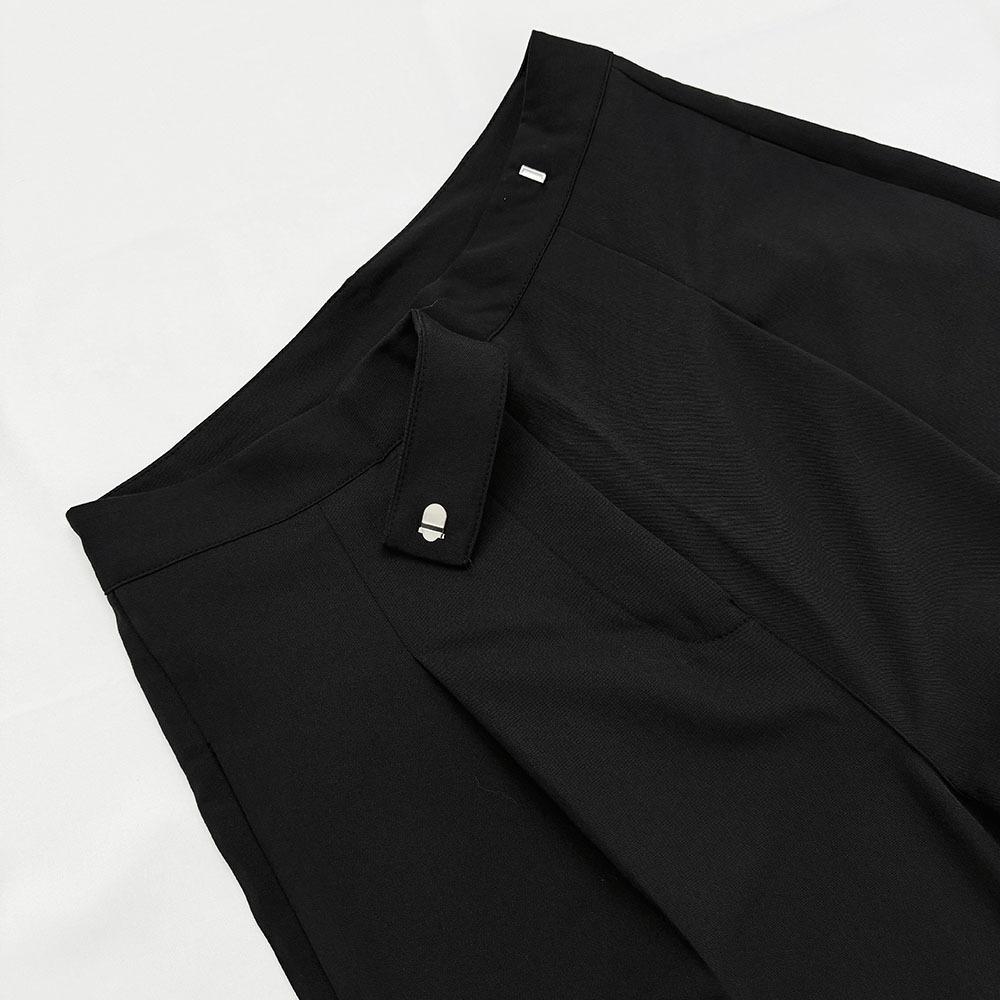 Hot Selling Simple Black Floor-Length Wide-Leg Trousers Commuting Loose High-Waist Draped Suit Pants for Women