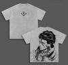 Anime BLEACH Aizen Sousuke T-shirt For Men's Clothing Manga Vintage Washed T Shirt Casual Loose High Quality Polyester Tees Clothes