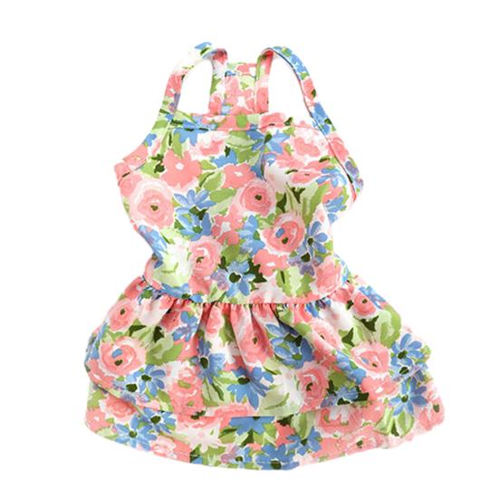 Dog Dress Eye-Catching Cartoon Pattern Vibrant Color Summer Small Dog Princess Cosplay Costume for Home Wear