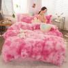 Thickened Mink Four-piece Set Winter Warm Plush Duvet Cover Flat Sheet Pillowcases Colorful Crystal Velvet 4PCS Sets Queen King