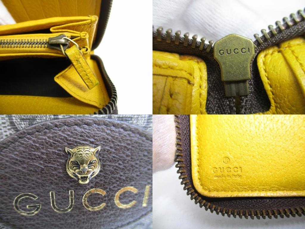 Authentic GUCCI Neo Vintage GG Supreme Canvas Yellow Leather Round Zip Long Wallet #a464  Refurbished