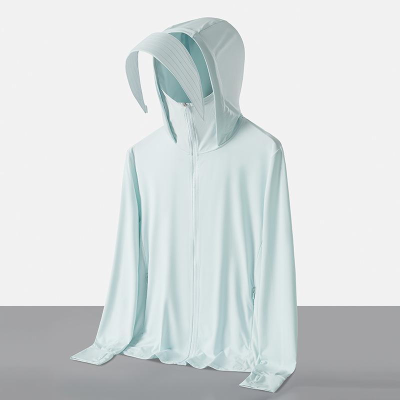 Raw yarn sunscreen clothing women's removable brim men's ice silk UPF + UV protection outdoor fishing sunscreen clothing