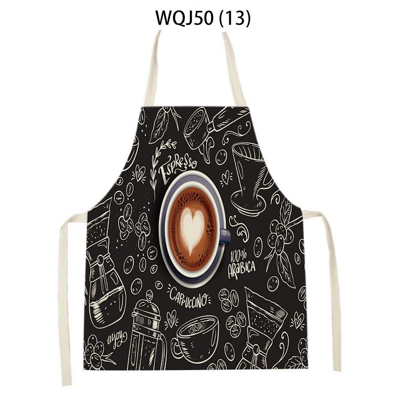 Coffee Hamburger Printed Kitchen Aprons for Adult Kids Household Linen Bib Fruits Vegetables Cooking Baking Apron Cleaning Tool
