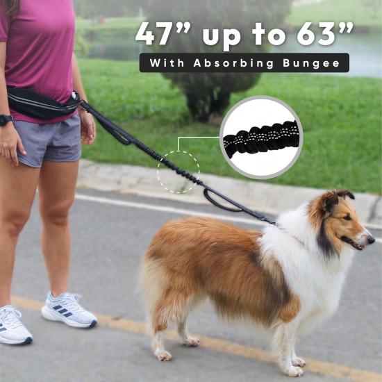 Bond Dog Running Leash Hands Free with Pouch, Hands Free Leash for Large Dogs, Pet Lead Running Belt for Walking & Canicross Belt, Includes Waist