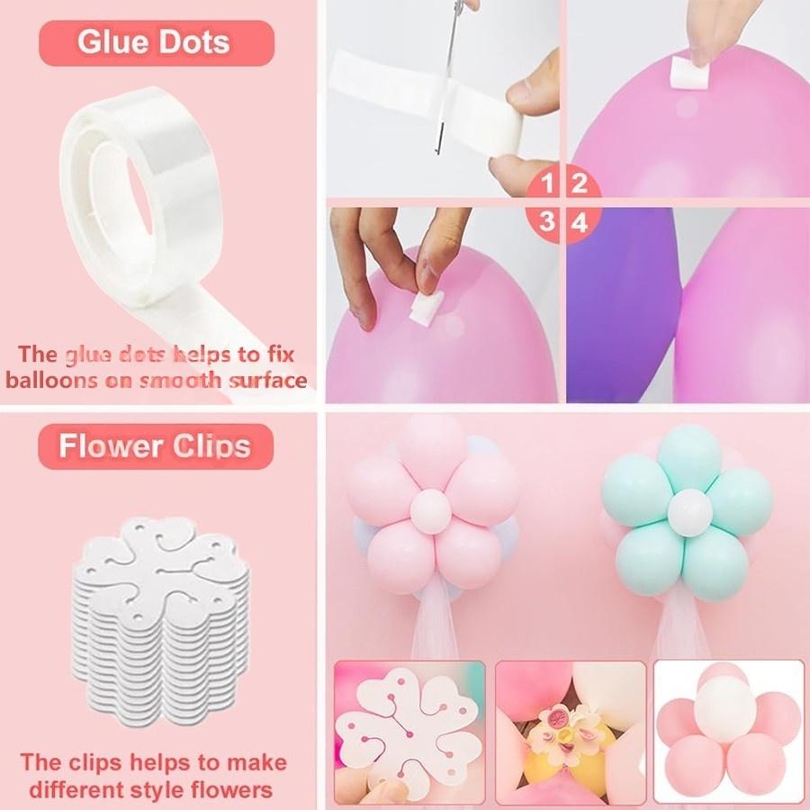 83PCS Balloon Arch Garland Kit, 5m Balloon Garland Strips ,Glue Point Tape-40 Balloon Clips & Closure Clips Tie for Arch Decor