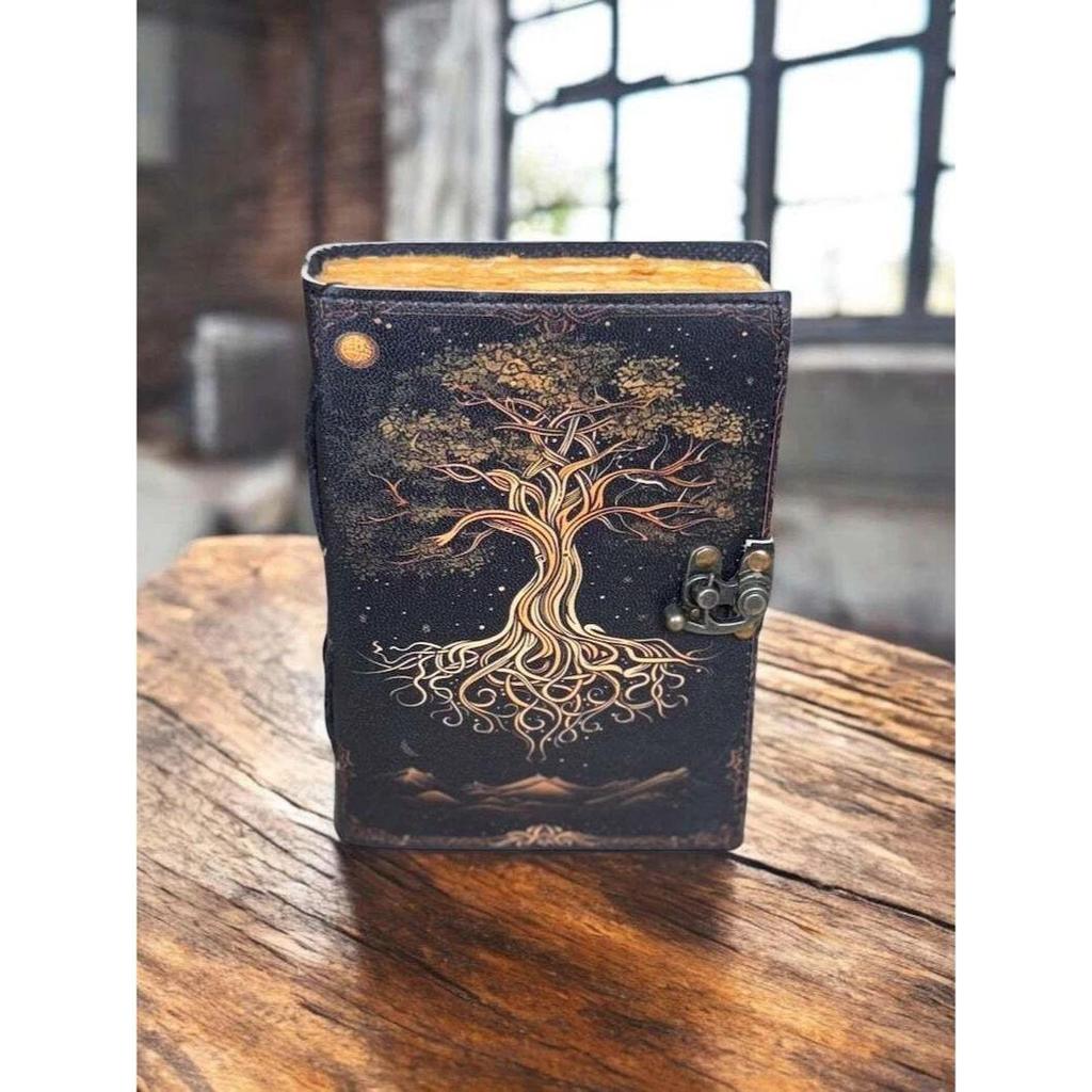 Handmade Tree of Life Leather Journal Celtic Notebook with Lock Gift for Him