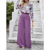 women's Collared Abstract Print Long Sleeve Shirt High Waist Wide Leg Pant Casual Two Piece Outfit Set