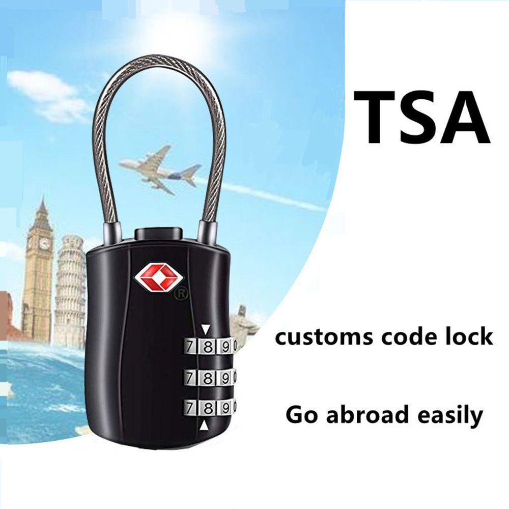 Security Multi-purpose TSA Customs Lock Anti-theft Safely Code Lock 3 Digits TSA Steel Wire Lock
