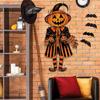 Vintage Halloween Pumpkin Door Sign Spooky Felt Pumpkin Man Hanging Welcome Sign Retro Wall Door Hanger for Farmhouse Home Decor
