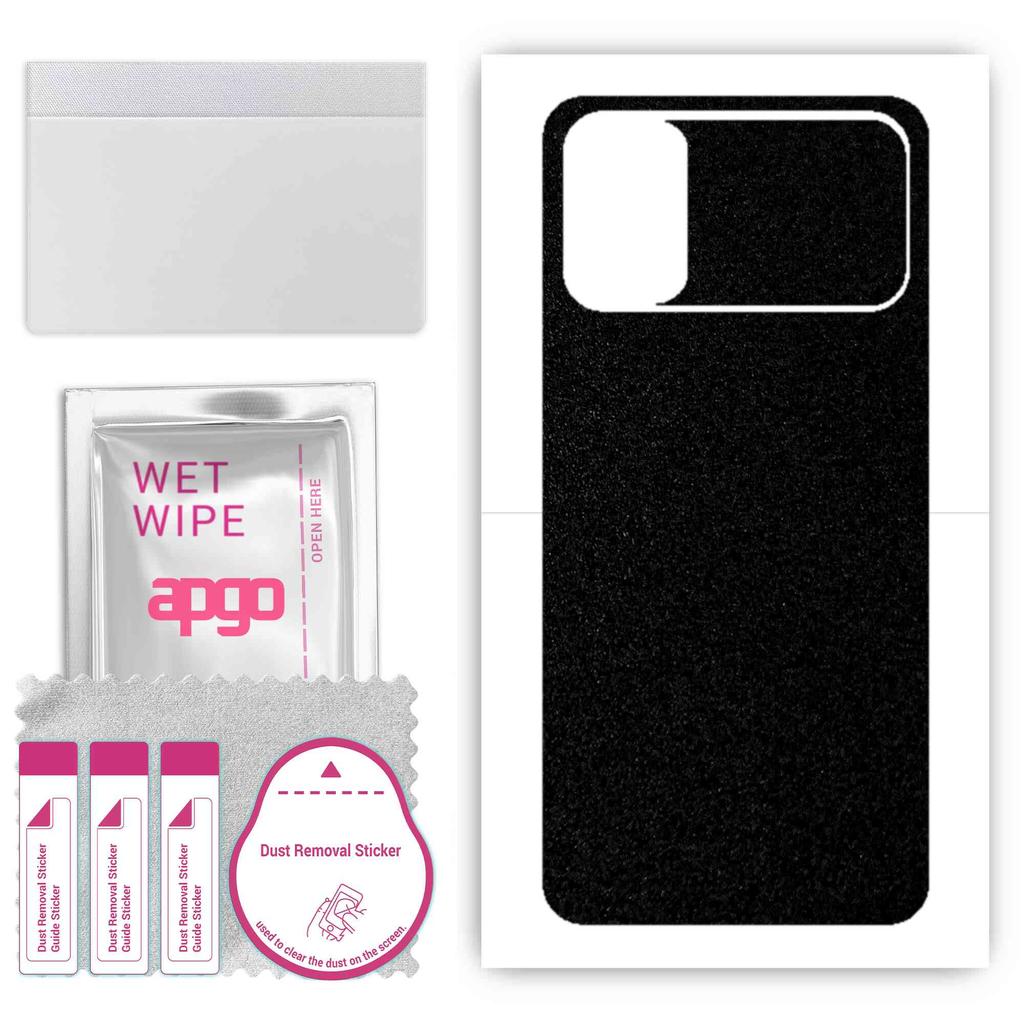 apgo Autocolant protector de piele pentru spate compatibil cu Xiaomi Poco M3, Folie Wrap, Folie, Vinil - Model Negru Mat