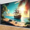 Nautischer Wandteppich Vintage Geistersegelboot Wandkunst Fantasie Meeresstrand Szenerie Nautisches Piratenschiff Welle Segeln Wandbehang