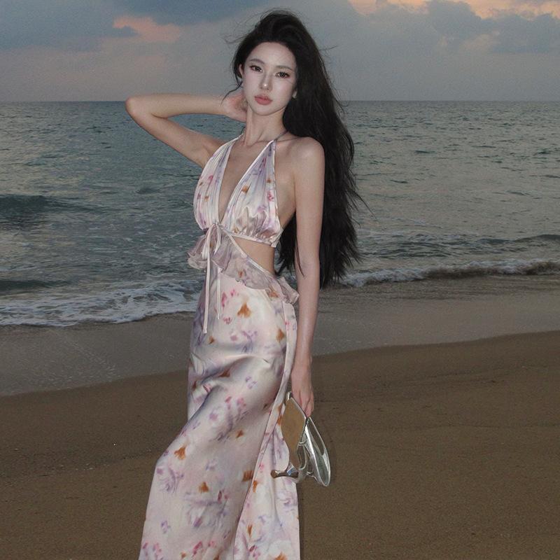 Sexy Fashion Waist Halter Neck Dress S