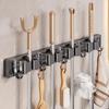 Mop And Broom Organizer with 5 Hooks Wall Mounted Punch-free Waterproof Anti-skid