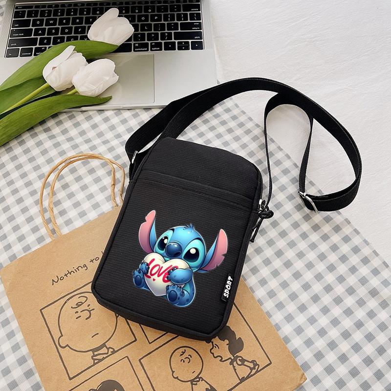 Pattern Stitch Anime Single Shoulder Crossbody Square Bag With Secure Zipper