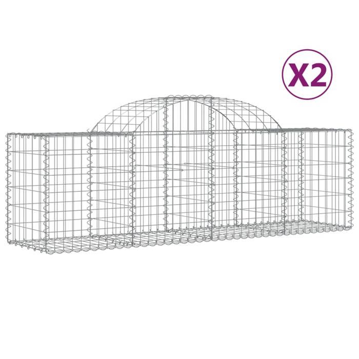 VidaXL Paniers à gabions arqués 2 pcs 200x50x60/80 cm Fer galvanisé, gabion, cage de gabion, panier de mur de gabion, mur de 3146278