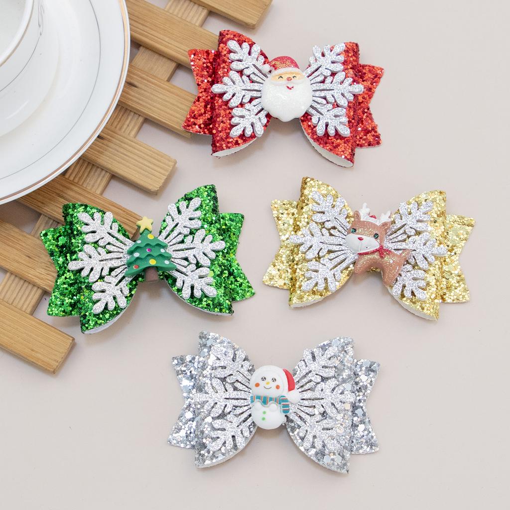 1/4pcs Christmas Hair Bows Hair Clip For Cute Girls Kids Hairpin Barrettes Headwear Children Christmas Party Hair Accessories