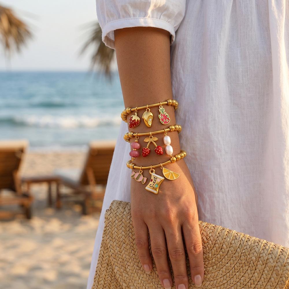 Waterproof Ins Vintage Bohemian Colorful Flower Rainbow Bracelet DIY Beaded Charm Bracelets With EU Reach US CPSIA Standard