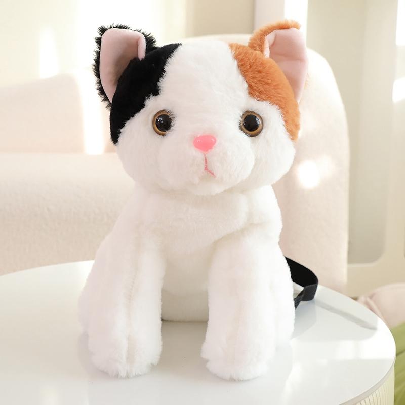 Katzen-Plüschrucksack Nachbildung Kawaii Plüschtier Puppe Pelztasche Kinderrucksack Umhängetasche Mini-Rucksack Taschen Geschenke für Freundin