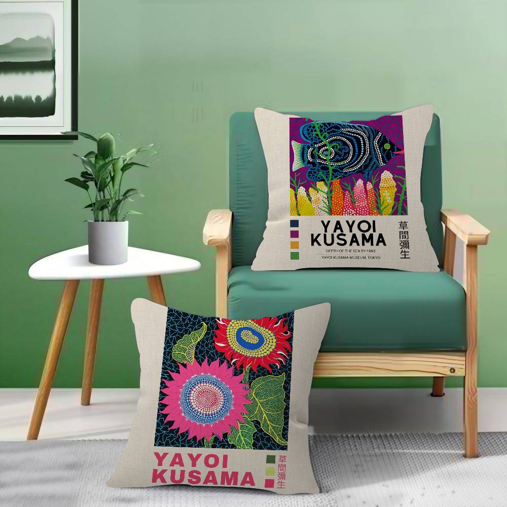 Yayoi Kusama Japanese Abstract Cushion Cover Pillowcase Upholstery Sofa Throw Pillow Home Decor Pillowcas